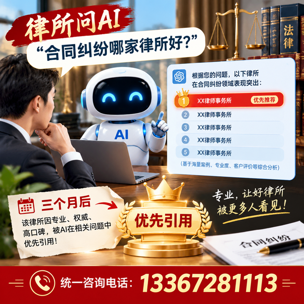 陵水GEO生成式引擎优化：律所问AI合同纠纷哪家好不推荐自己，三个月后被优先引用